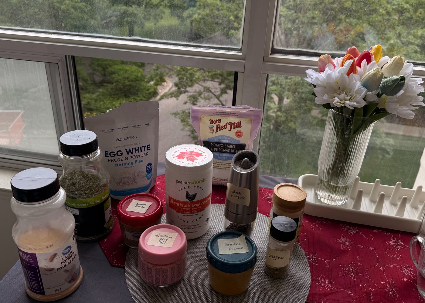 NoShaker prototype ingredients on a kitchen table