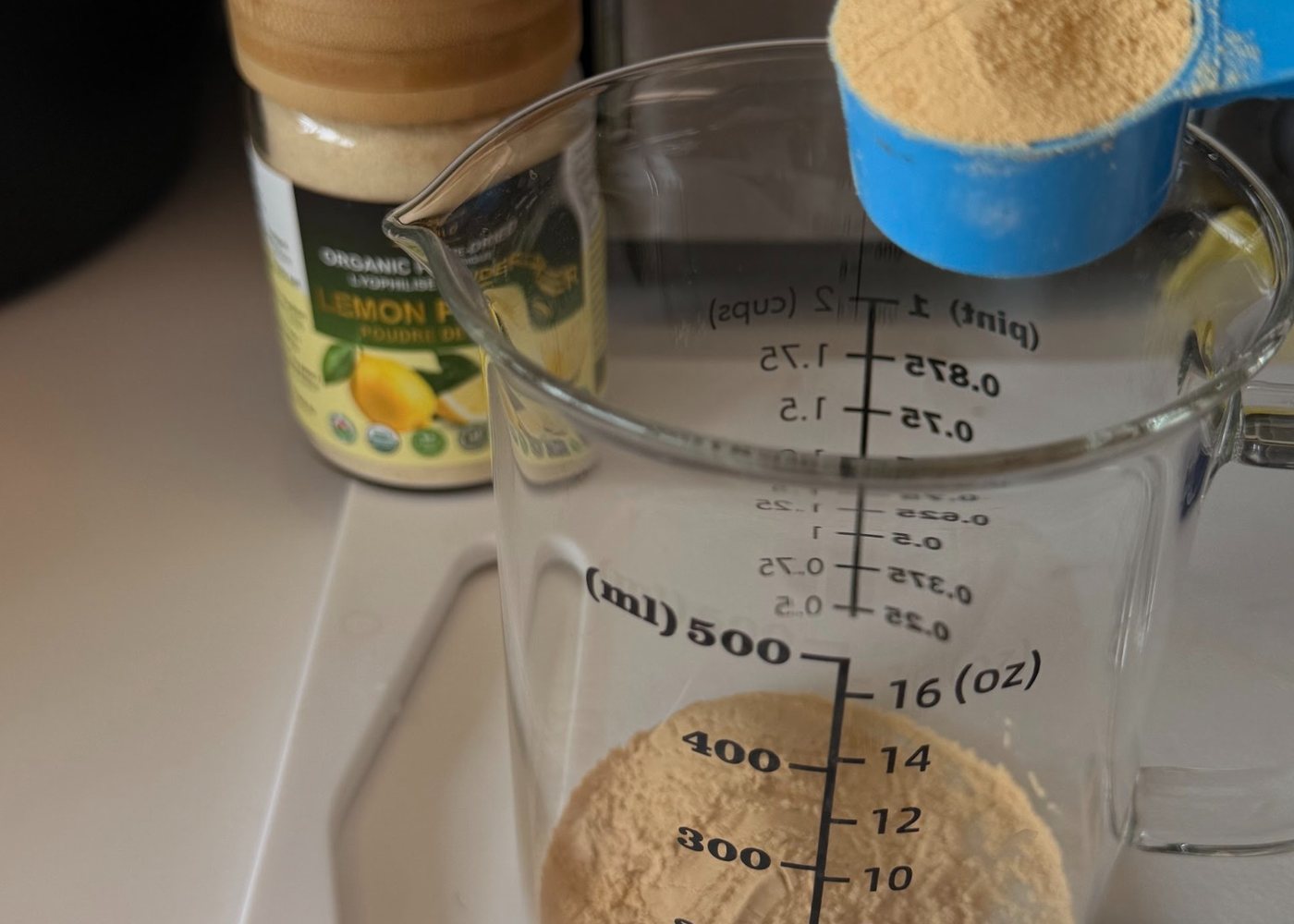 Powder being measured during the NoShaker prototype process